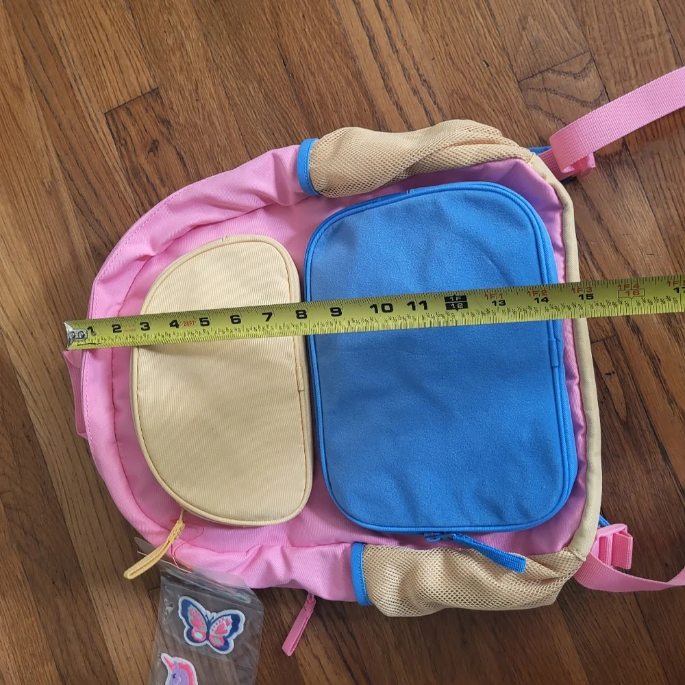 Cat & Jack Girls backpack adjustable patches School Travel Camp Pink Blue Yellow
